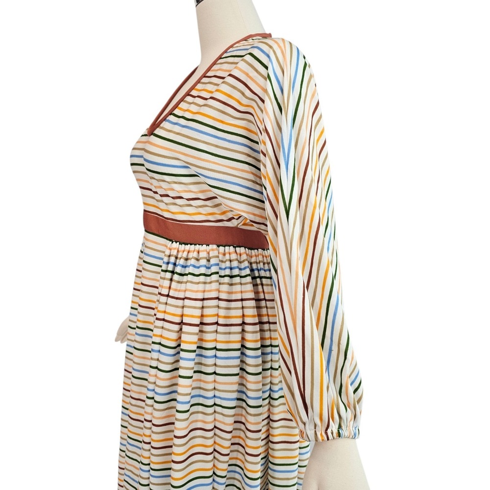 Vintage 1970s Dress Neiman Marcus Maxi Floor Length Striped Dolman Sleeve - Picture 10 of 16